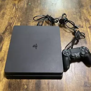 SONY PlayStation4 PS4 Jet Black Slim 500GB with Cable controller - Picture 1 of 9
