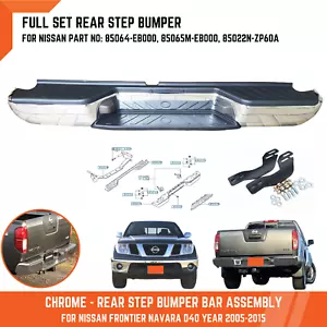 Conjunto cromado de barra de parachoques trasero para Nissan Navara Ute D40 camioneta 2005-2014 - Imagen 1 de 10