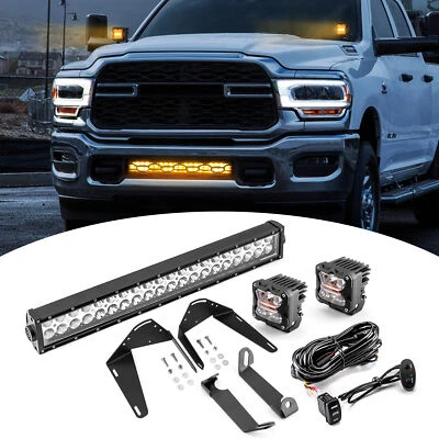 Bumper 22'' + Ditch 3'' Amber/White Strobe Fog Light Kit for 19-24 Ram 2500/3500 - Image 1 of 4