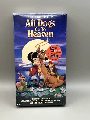 All Dogs Go To Heaven VHS SEALED Downy Hype Sticker MGM UA Don Bluth  - Image 1 of 4