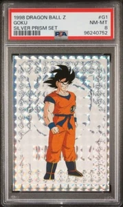 PSA 8 1998 DRAGON BALL Z SILVER PRISM SET G1 GOKU PRISM FOIL CARD - Bild 1 von 2