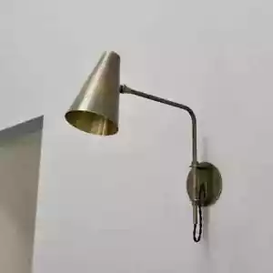 Rustic Sconce Raw Brass one Light shade Handmade Vintage Wall Mid Century Modern - Picture 1 of 6