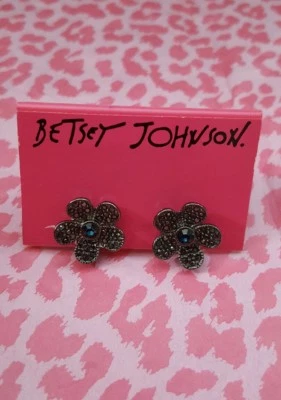 Pendientes Betsey Johnson icónicos flores pavimentadas de cristal flor primavera nuevos con etiquetas Foto 1 de 3