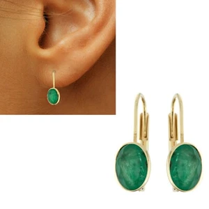 NEU Smaragd Ohrringe 333 echt Gold Gelbgold Edelsteine grün Damen Ohrringe - Bild 1 von 3