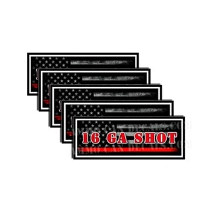 16 GA Shot Ammo Can Decal Ammunition Box Sticker Red Line American Flag 5 Pack - Picture 1 of 2