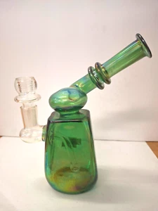Water Pipe Glass 7" Bent Neck 14mm Male Bowl Side Car w/Perc - Picture 1 of 4