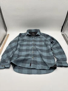 Grundens Camicia Uomo Grigio Medio Blu Plaid Flanella Pesca Outdoor - Foto 1 di 11