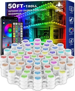 50FT Permanent Outdoor RGB Lights,Waterproof Smart LED Eaves Lights with App/... - Picture 1 of 7