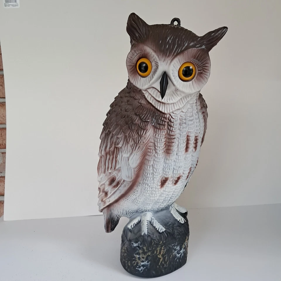 DE COLECCIÓN CEGADORA DE PÁJAROS 16” Molde soplado Búho Disuasor Plagas Jardín Granero Decoración de Halloween Foto 1 de 4