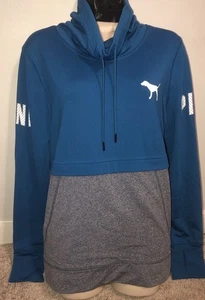 Blue/Gray Logo Accent Victorias Secret PINK Ultimate Athletic Pullover Sz Large - Picture 1 of 7
