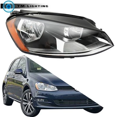 Left+Right Side For Volkswagen Golf 2015~2016-2017 Halogen Headlight Black Clear - Image 1 of 4