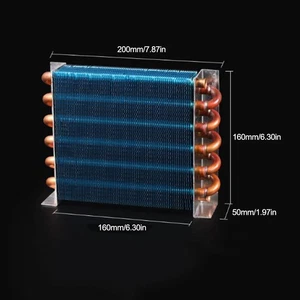 200*160*50MM Aluminum-Cu Fin-Tube Heat Exchanger Condenser Air/Water-cooled - Picture 1 of 1