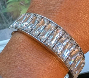 Brazalete Brazalete Vintage Daniel Swarovski Paris Cristal Blanco Baguette Plata  - Imagen 1 de 8