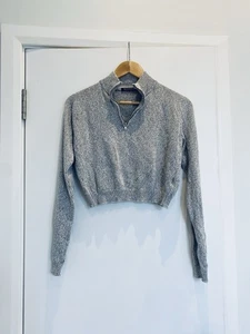 Brandy Melville Cropped Grey Zip Up Sweatshirt, Small/Medium, Great Condition - Picture 1 of 6