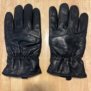 Men’s Thinsulate Gloves Medium /Large Leather Runs Small Black Fleece Lined - Picture 1 of 3