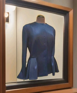 Blazer Christian Dior Peplum Viscosa Sin Cuello Traje Chaqueta Azul Medianoche Azul Marino S - Imagen 1 de 18