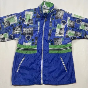 Wilson Windbreaker Jacket Full Zip 90s Abstract Print Lightweight Small - Picture 1 of 11