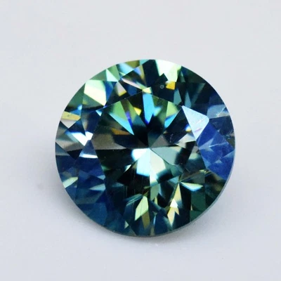 Bluish Green Moissanite 1.00 Ct Round 6 MM Certified Excellent Loose Gemstone - Image 1 of 4