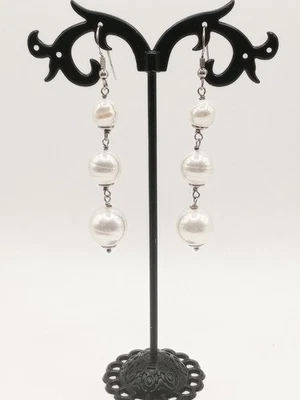 Orecchini Lobo Pendenti Argento 925 Perle Di Fiume  - Immagine 1 di 4