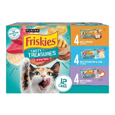 Purina Wet Cat Food Variety Pack, Tasty Treasures Prime Filets (With Ocean Fish. - Image 1 of 4
