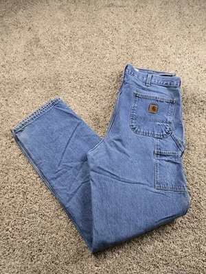 Carhartt B73 DST Jeans 36x36 Mens Blue Denim Double Knee Carpenter Original Fit - Image 1 of 4