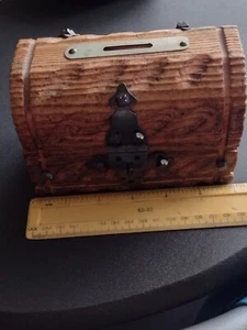 Vintage Handmade Wooden Money Box. & Put your own lock on - Picture 1 of 9
