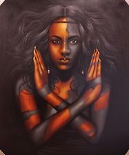 Black Pride Painting Women Portrait Warrior Goddess Original on Canvas Wall Art