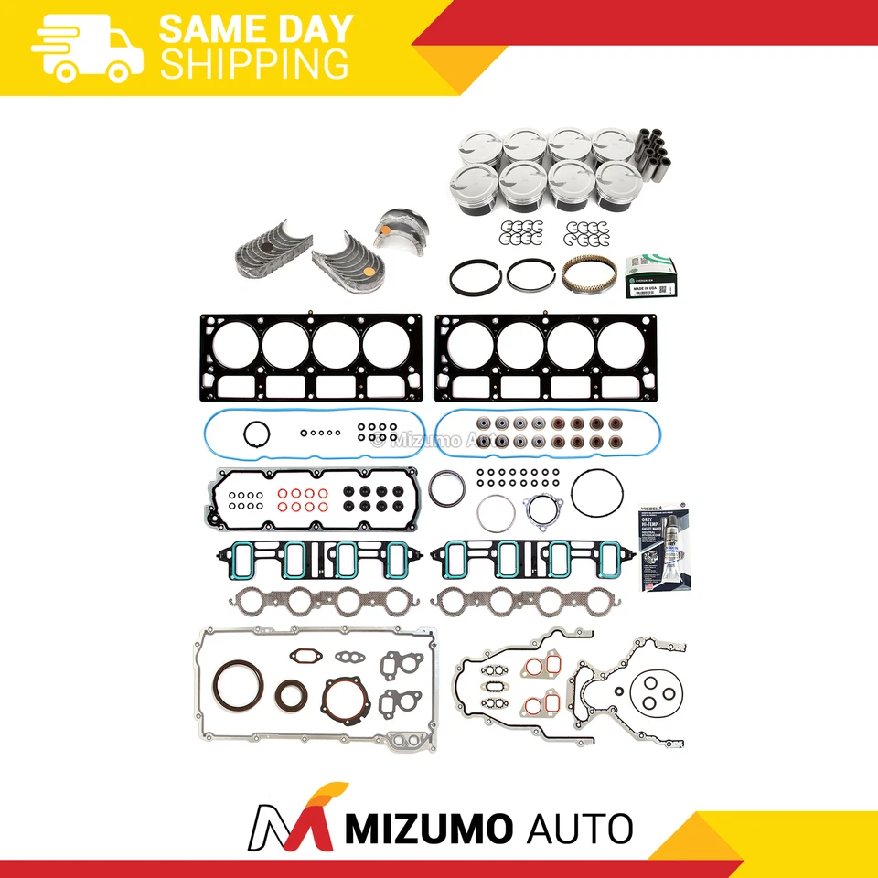 Full Gasket Set Pistons Bearings Fit 07-20 GMC Chevrolet Cadillac 6.0L OHV - Image 1 of 4