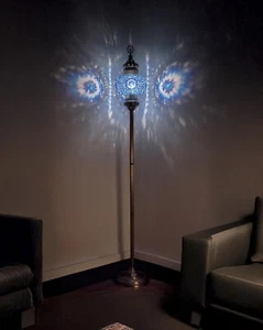 DEMMEX 10" Turkish Mosaic Floor Lamp, Vibrant Glass Design, Oriental Charm 5.5ft - Picture 1 of 41