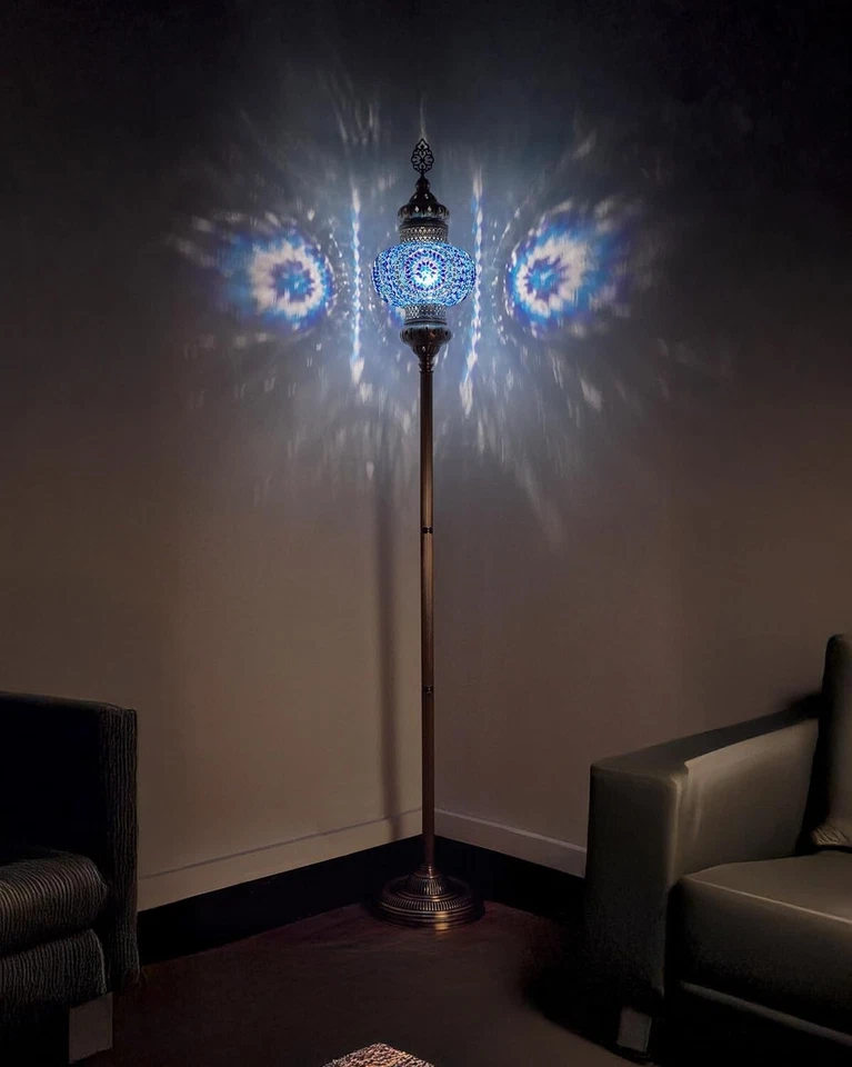 DEMMEX 10" Turkish Mosaic Floor Lamp, Vibrant Glass Design, Oriental Charm 5.5ft - Image 1 of 1
