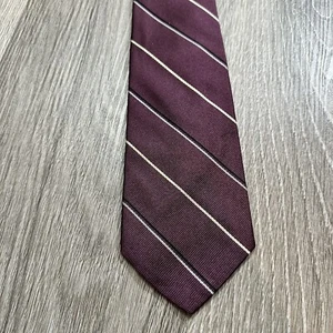 Brooks Brothers Makers Burgundy Black White Striped Necktie Formal Wedding Work - Picture 1 of 6
