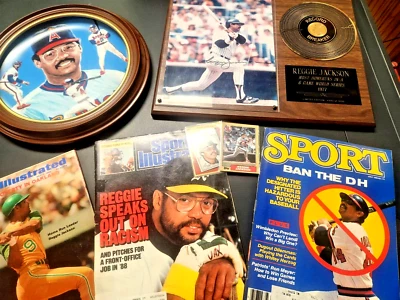 Reggie Jackson Fan Pkg. Mr October Plate, 1977 Record Breakers Signed Plaque + - Image 1 of 4