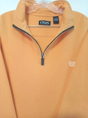 Chaps Men's XL Long Sleeve 1/4 Zip Light Orange Pullover - Image 1 of 4