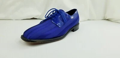 Giorgio Brutini Private Collection 7.5M男式蓝色缎面面料条纹系带  — 第 1/4 张图片