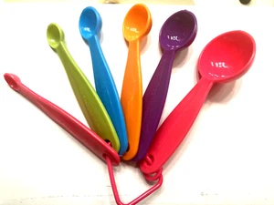 Handy Housewares 6 Piece Colorful Plastic Nesting Measuring Spoon Set - 1/8 tsp - Picture 1 of 4