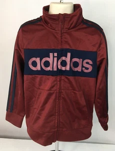 Adidas Sweater Youth 5 Red Maroon Burgundy Blue Full Zip Sweatshirt Logo - Picture 1 of 8