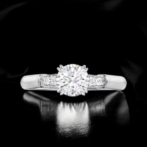 Diamond Ring IGI or GIA Certified Natural Round 1 Carat 18K White Gold Sizes 6 7 - Picture 1 of 10