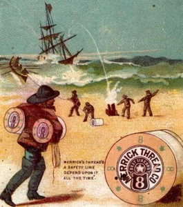 MERRICK'S THREAD LÍNEA DE SEGURIDAD BARCO RESCATE*DANDO PRINT CO PHILADELPHIA*PLAYA - Imagen 1 de 3