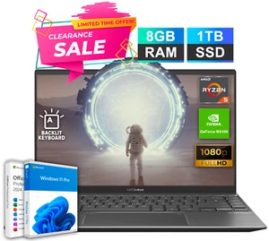 ASUS Zenbook Laptop Office 2024 14" 6-Core Ryzen 5 NVIDIA MX450 8GB RAM 1TB Pro - Picture 1 of 9