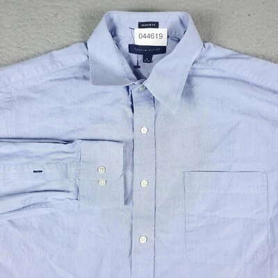 Camisa Tommy Hilfiger Para Hombre 16 Azul Vestido Abotonado Manga Larga Foto 1 de 4