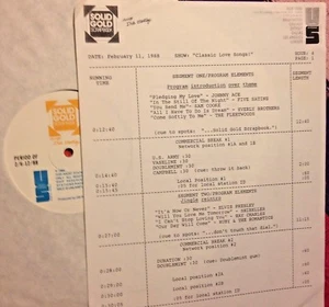 RADIO SHOW LOVE 2/11/88 JOHNNY ACE,5 SATINS, DIXIE CUPS, EVERLY BROS, FLEETWOODS - Imagen 1 de 2