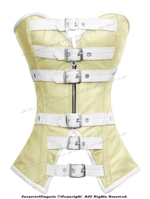 Espartilho Overbust de couro resistente 20 aço duplo desossado cintura treinamento #8177-LE - Imagem 1 de 4