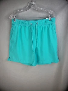 New George Mens M Medium Swim Trunks Green Solid Pool Summer Beach Surfing - Picture 1 of 10