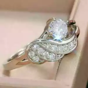 Unique 1.50Ct Round Cut Lab Created Diamond Solitaire Ring 14k White Gold Plated - Picture 1 of 1
