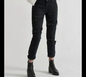 NWT One Teaspoon Fox Black Awesome Baggies Straight Leg Jeans SIZE 25 - Picture 1 of 6