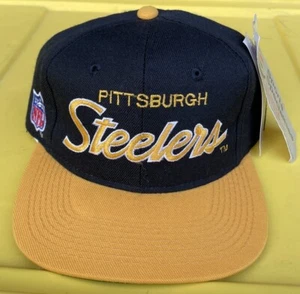 Nuevo con etiquetas De colección Años 90 Pittsburgh Steelers Especialidades Deportivas Guión Snapback Sombrero Gorra - Imagen 1 de 11