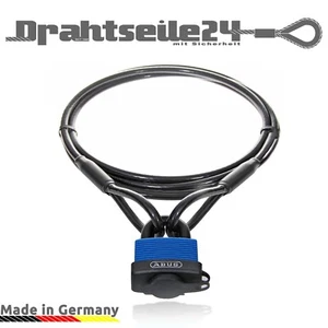 Schlaufenkabel schwarz 1m 2m 3m 4m 5m 8m 10m 20m 50m mit Abus Vorhängeschloss - Bild 1 von 5