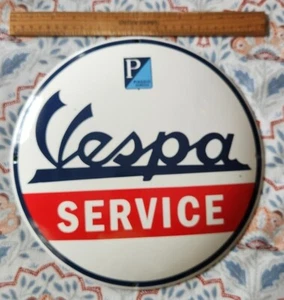 Mint Porcelain Vespa Service Sign Italian Scooters Vintage - Picture 1 of 3