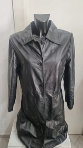 Conbipel Damenlederjacke Mantel Schwarz Größe 42 Cod. AN166 - Picture 1 of 9