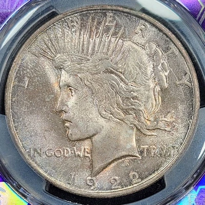 Toned Silver 1922-D Peace $1 Dollar | PCGS MS65 Gem BU - Image 1 of 3